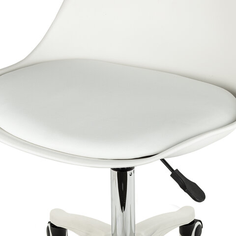 Кресло стул BRABIX «Eames MG-310 PL», пластик белый, экокожа белая