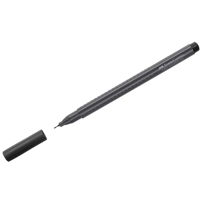 Ручка капиллярная FABER-CASTELL «Grip Finepen», ЧЕРНАЯ, трехгранная, корпус черный, 0.4 мм