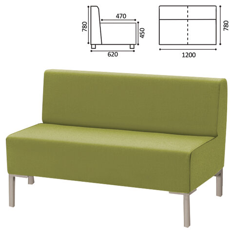 превью Диван мягкий двухместный «Хост» М-431200×620х780 ммбез подлокотниковэкокожасветло-зеленый
