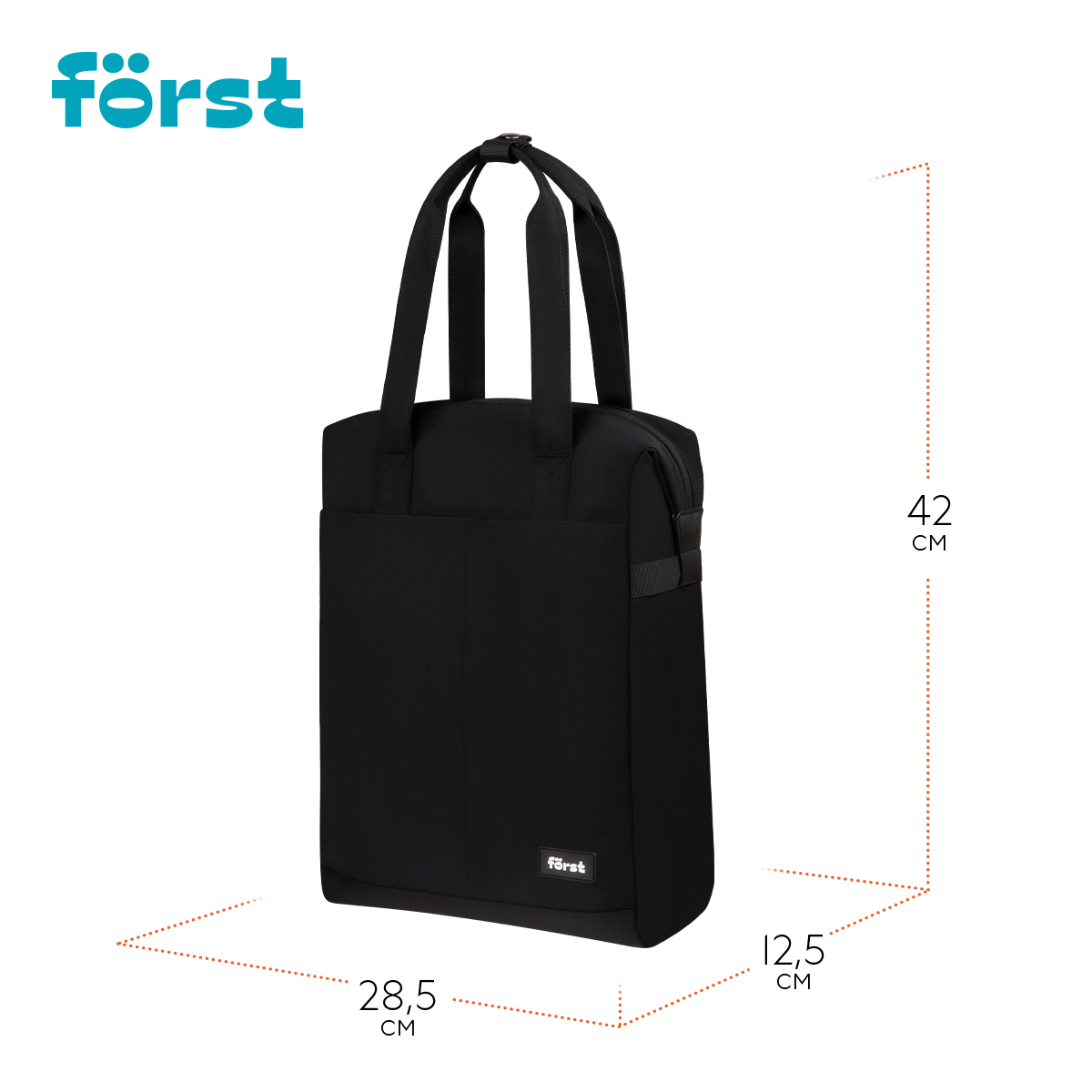 Рюкзак Först F-Casual «Dark Black» 42×28.5×12.5см, 1 отделение, 1 карман, уплотненная спинка