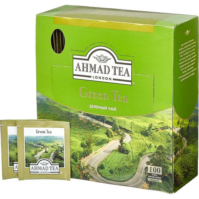 Чай зеленый Ahmad Tea Green (100 пакетиков в упаковке)