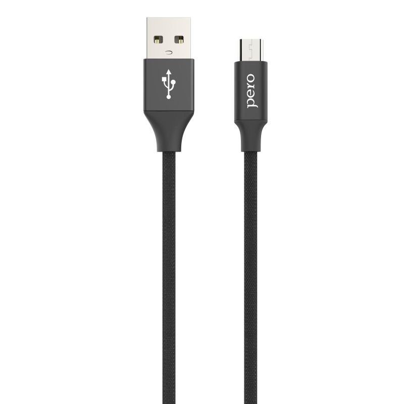 Кабель PERO, DC-02, micro-USB, 3А, 1м, Fast charge, черный