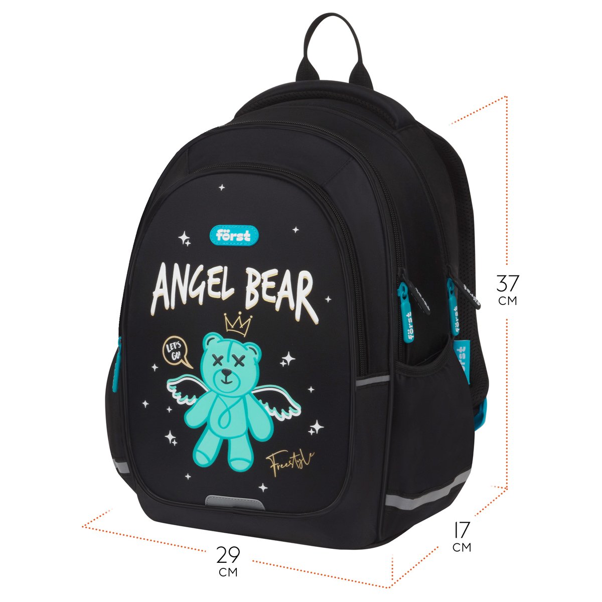 Рюкзак Först F-Cute «Angel bear» 37×29×17см, 3 отделения, 2 кармана, анатомическая спинка