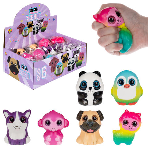 Игрушка-антистресс «Глазастый сквиш. Животные», 8×9 см, ассорти 6 видов, 1TOY