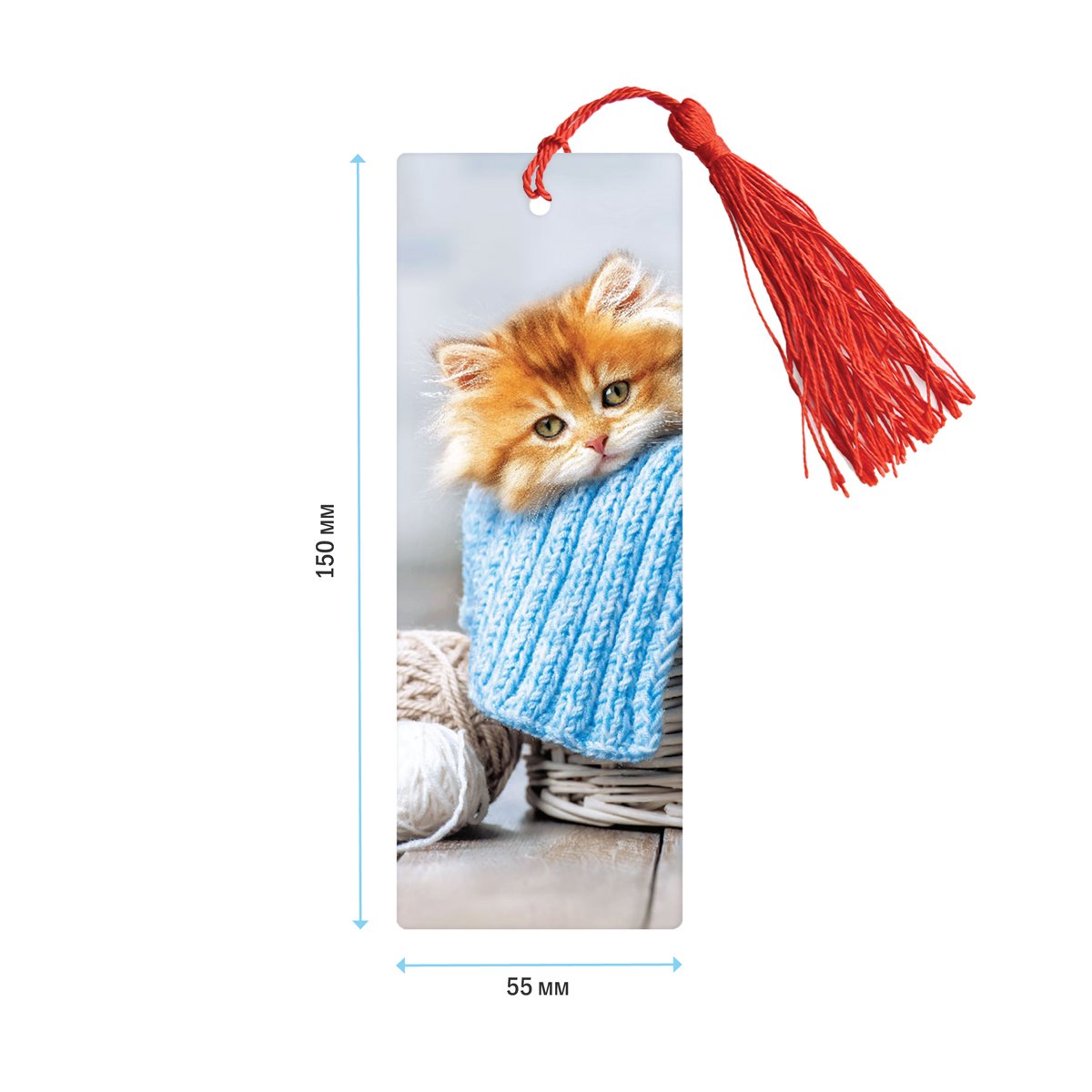 Закладка для книг 3D с линейкой, 150×55мм, ArtSpace «Kitten», декоративный шнурок