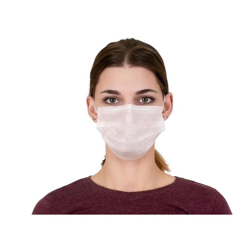 превью Маска медицинская одноразовая Клевер-про трехслойная белая (50 штук в упаковке)