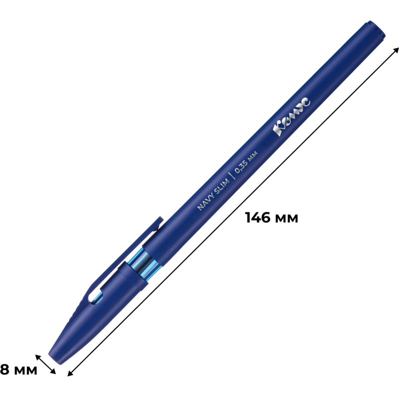 Ручка шариковая неавтомат. Комуc Navy Slim, масл, син,0.35мм, Россия