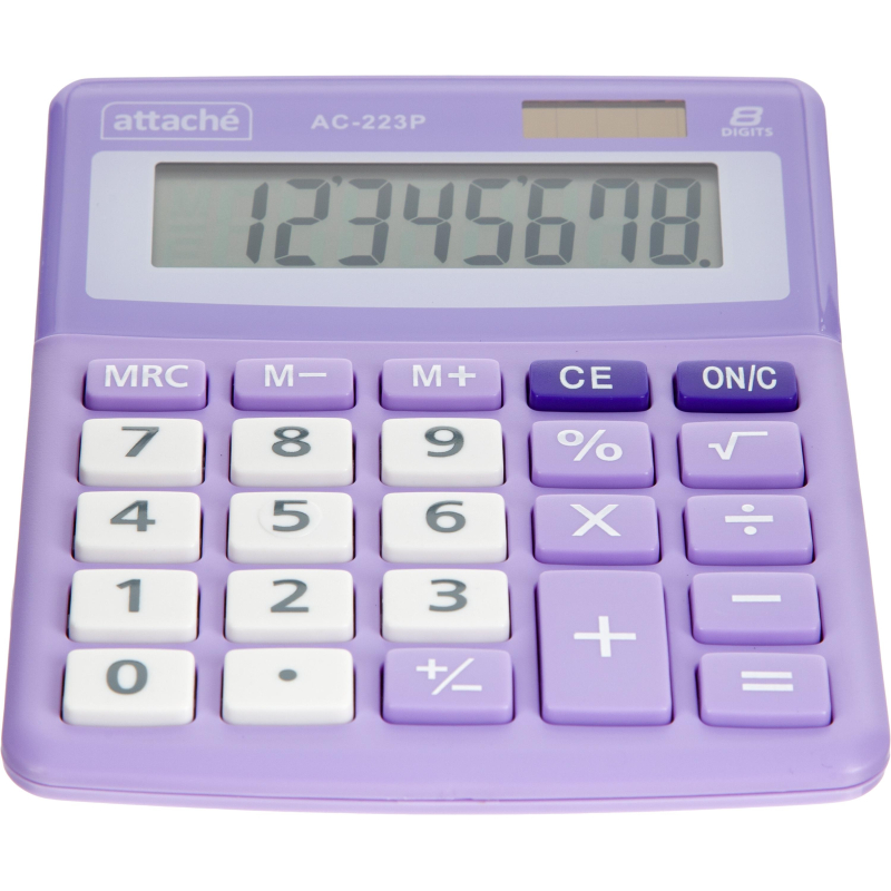 Калькулятор настольный КОМП Attache, AС-223P,8р, дв. пит, фиолет,134×107x34