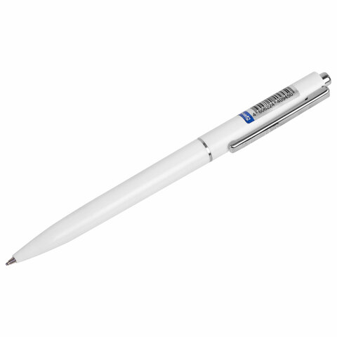 Ручка шариковая автоматическая BRAUBERG X17 WHITE, СИНЯЯ, корпус белый, стандартный узел 0.7 мм, линия письма 0.5 мм
