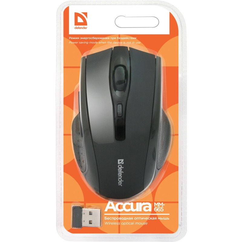 Мышь беспроводная Defender Accura MM-665, черный, 6btn+Roll