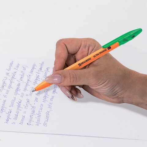 Ручка шариковая BRAUBERG «ULTRA ORANGE», ЗЕЛЕНАЯ, узел 0.7 мм, чернила ГЕРМАНИЯ, наконечник ШВЕЙЦАРИ