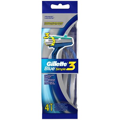 Бритва одноразовая Gillette Blue Simple3 4шт