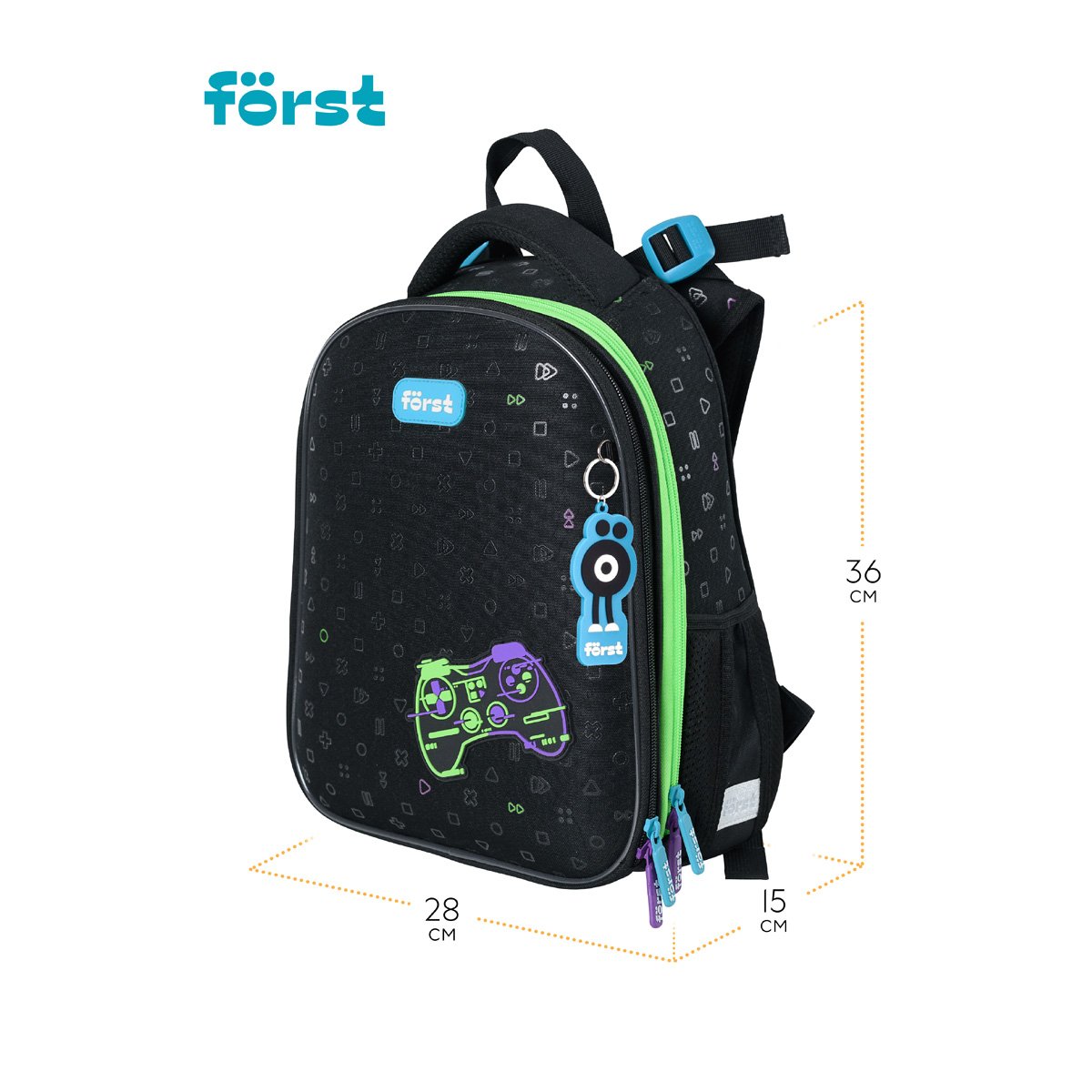 Ранец Först F-Top «Super gamer» 36×28×15 см, 2 отделения, 2 кармана, анатомическая спинка