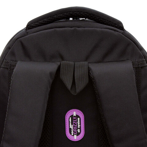 Рюкзак GRIZZLY школьный, анатомическая спинка, 3 отделения, для девочек, «GOLDEN&BLACK», 40×27х20 см