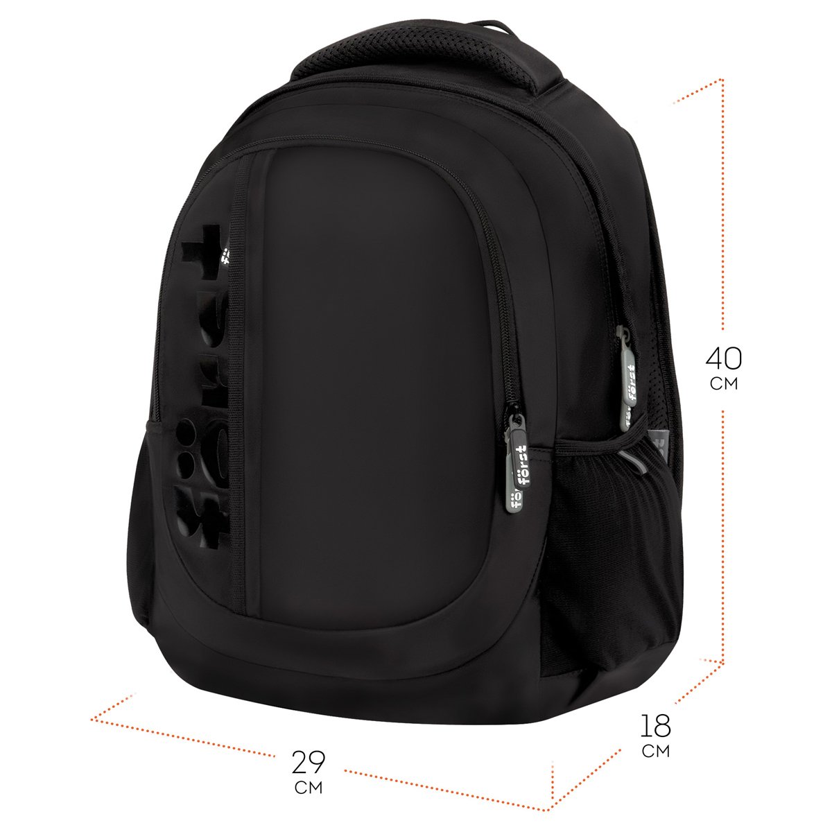 Рюкзак Först F-Trend «Pure black» 40×29×18см, 2 отделения, 3 кармана, анатомическая спинка