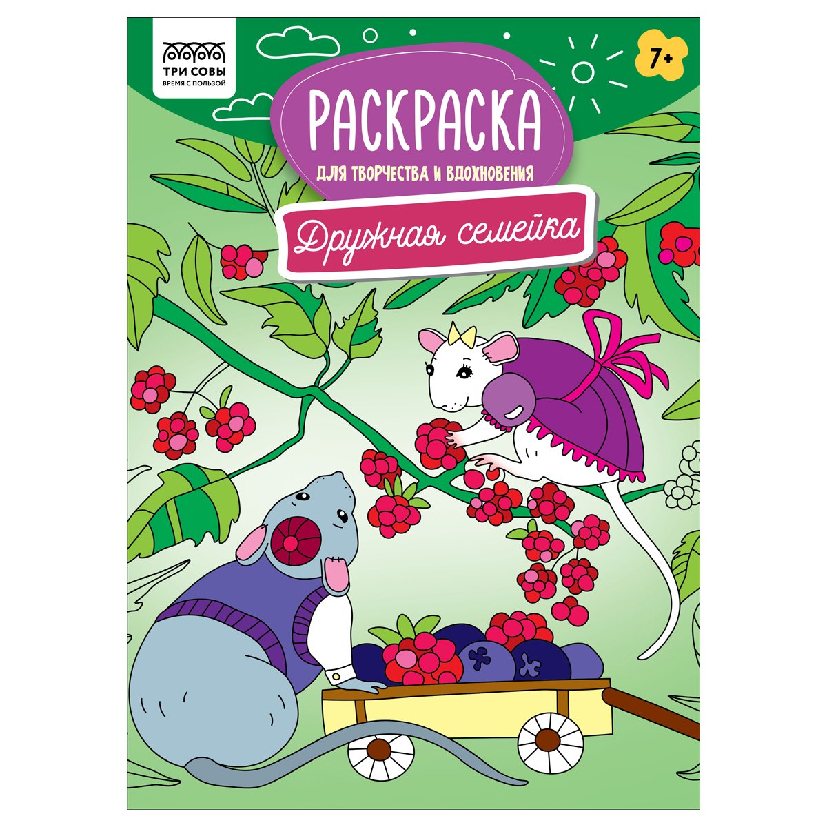 превью Раскраска А4 ТРИ СОВЫ «Для творчества и вдохновения. Дружная семейка», 16стр. 