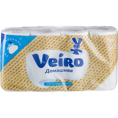 Бумага туалетная Veiro «Домашняя» 2-слойная, 8шт., тиснение, белая