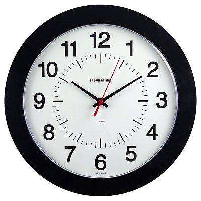 Часы настенные ход плавный, Troyka 51500514, круглые, 30×30×5, черная рамка