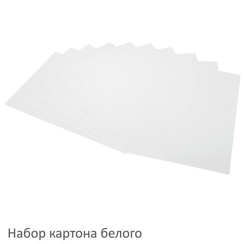 Набор картона и бумаги A4 мелованные (белый 10 л., цветной и бумага по 20 л.,10 цветов), BRAUBERG