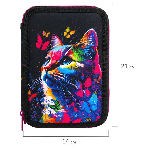 Пенал BRAUBERG, 2 отделения, полиэстер, 21×14 см, «Butterfly catcher»