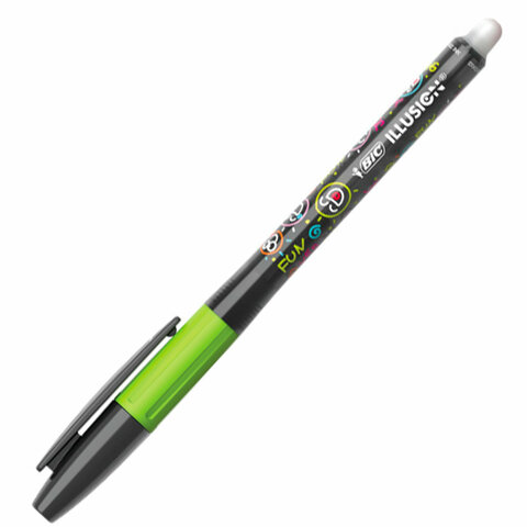 Ручка стираемая гелевая с грипом BIC «Gelocity Illusion», ЧЕРНАЯ, корпус черный, линия 0.3 мм