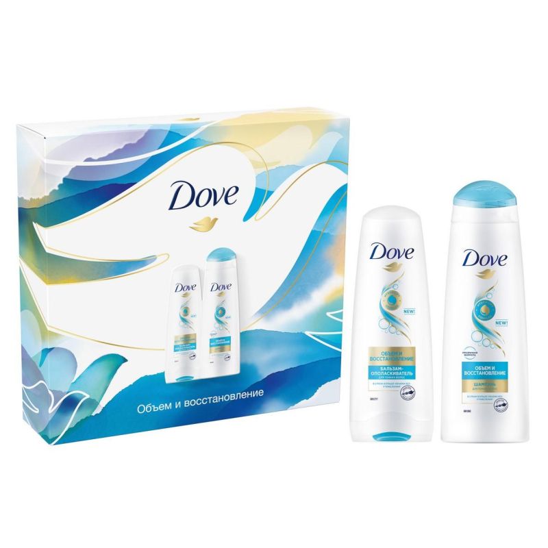превью Подарочный набор DOVE ОБЪЕМ И ВОССТАНОВЛЕНИЕ шамп 250мл, бальзам 200мл