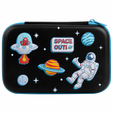 Пенал BRAUBERG KIDS большой удобный с откидной планкой, EVA, 22×15х4 см, «Space out»