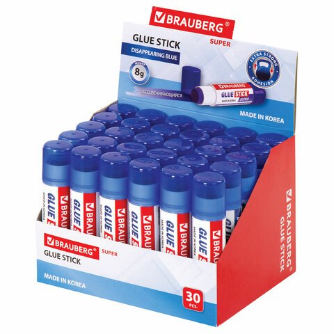 Клей-карандаш BRAUBERG SUPER, 8 г, обесцвечивающийся после высыхания, ЮЖНАЯ КОРЕЯ