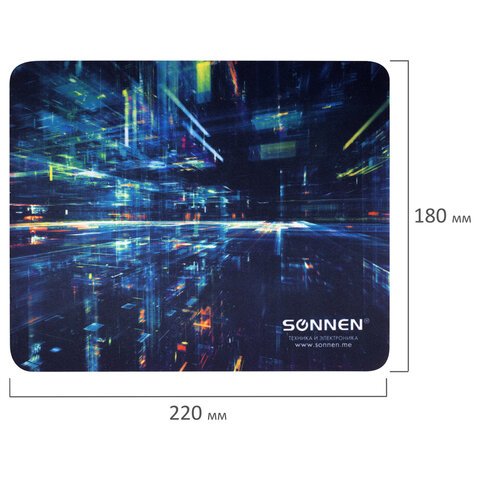 Коврик для мыши SONNEN «SINGULARITY», резина + ткань, 220×180х3 мм