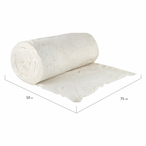 Полотно ХПП холстопрошивное ПЛОТНОЕ светлое, 0.75×50 м, 200(±10) г/м2, шаг 2.5 мм, LAIMA Премиум