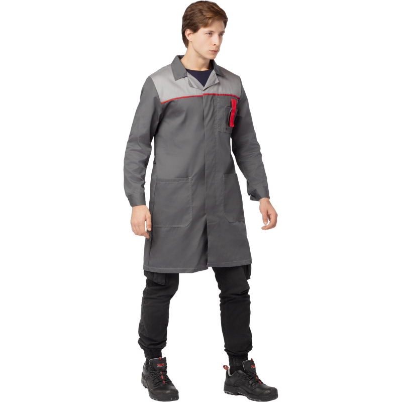 Халат Л10-ХЛ муж. сер/св. сер/крас (р.52-54) 170-176