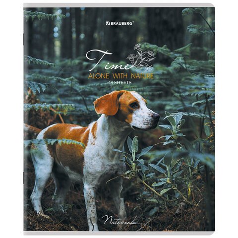 Тетради ДЭК А5 48 л. КОМПЛЕКТ 5 шт., BRAUBERG скоба, клетка, глянцевый лак, «Собачки»