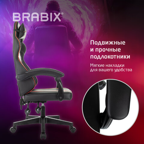 Кресло компьютерное BRABIX «Shooter GM-123»2 подушкиэкокожачерное/красное533190