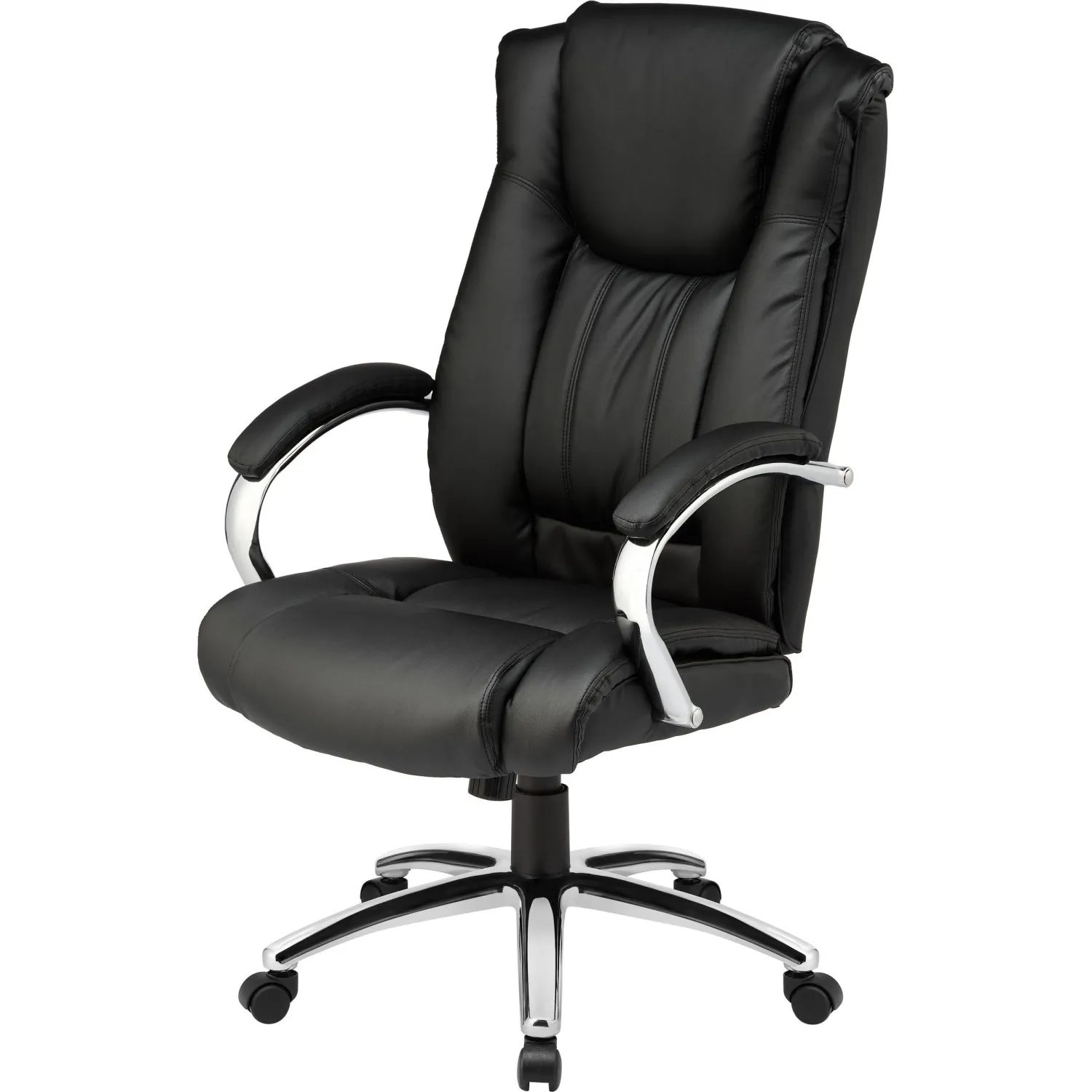 Кресло для руководителя Комус Мебель (Easy Chair) 561 чёрное (рециклированная кожа с компаньоном, металл хромированный)