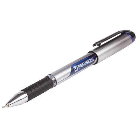 Ручка шариковая масляная с грипом BRAUBERG «Signature», СИНЯЯ, печать, узел 0.7 мм, линия письма 0.35 мм