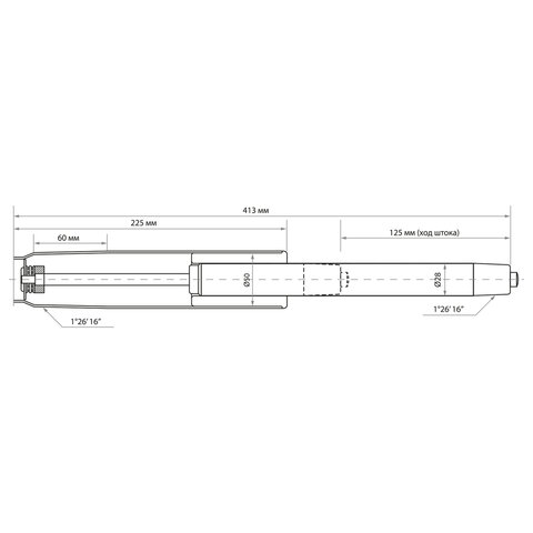 Газ-лифт BRABIX A-140 стандартный, ХРОМ, длина в открытом виде 413 мм, d50 мм, класс 2