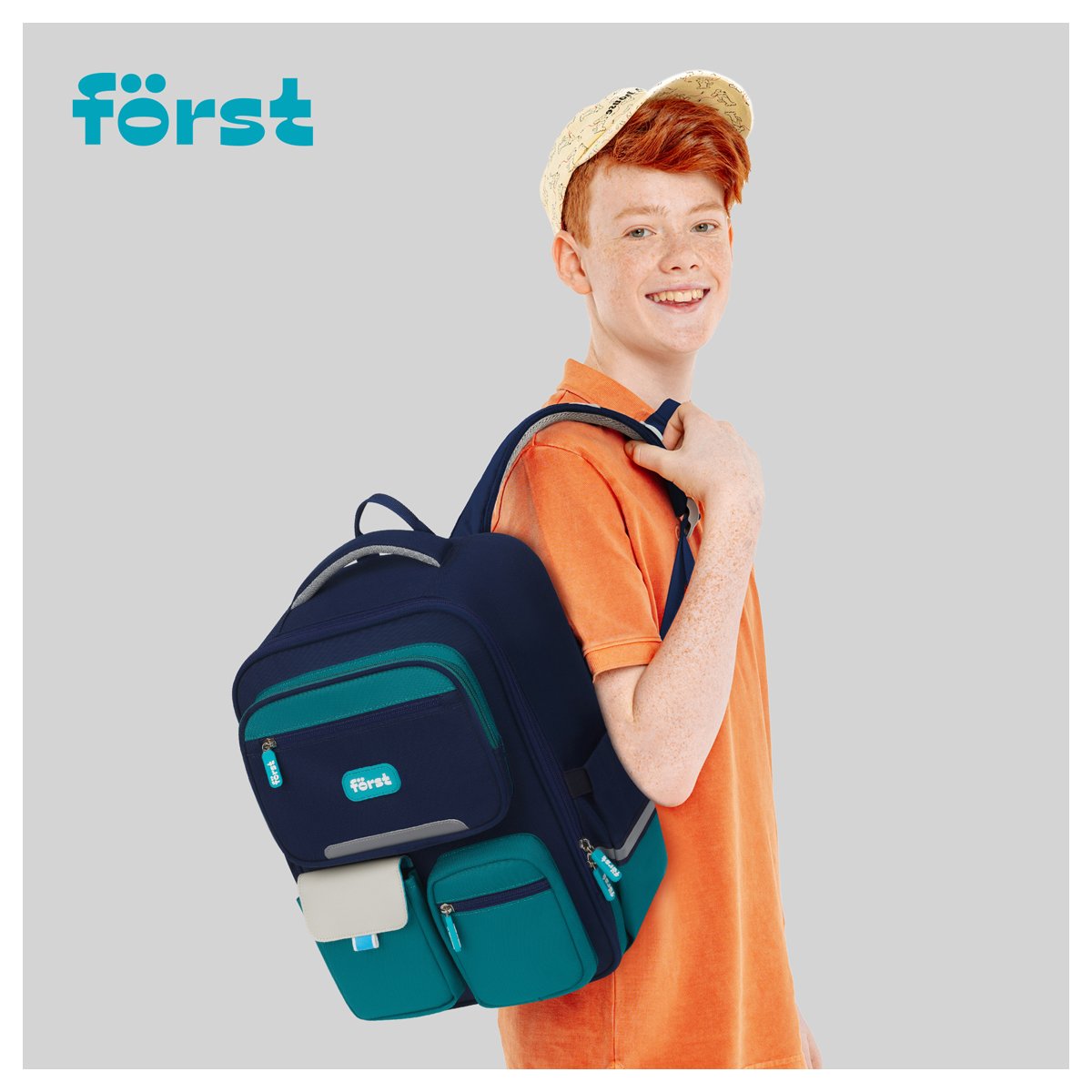 Ранец Först F-Style «Blue» 38×26.5×16 см, 1 отделение, 6 карманов, анатомическая спинка