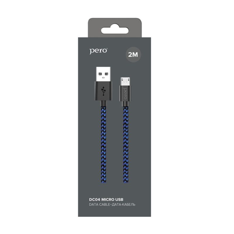 Кабель USB PERO DC-04 micro-USB, 2А, 2м, Blue-black