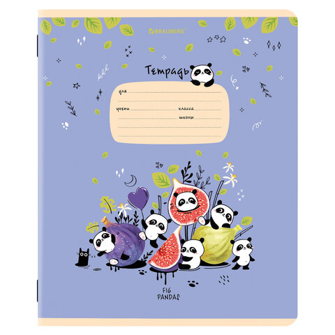 Тетради 12 л. КОМПЛЕКТ 10 шт. BRAUBERG, клетка, обложка картон, FRUITS AND ANIMALS