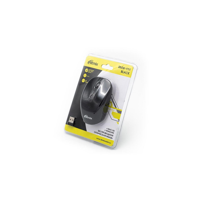 Мышь компьютерная RITMIX RMW-111 Black 1000/1600/2000dpi (15118174)