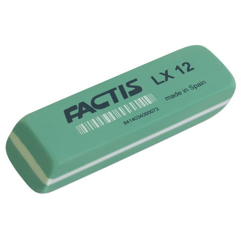 превью Резинка стирательная большая FACTIS LX 12 (Испания), прямоугольная, 74×24×13 мм, мягкая, ПВХ