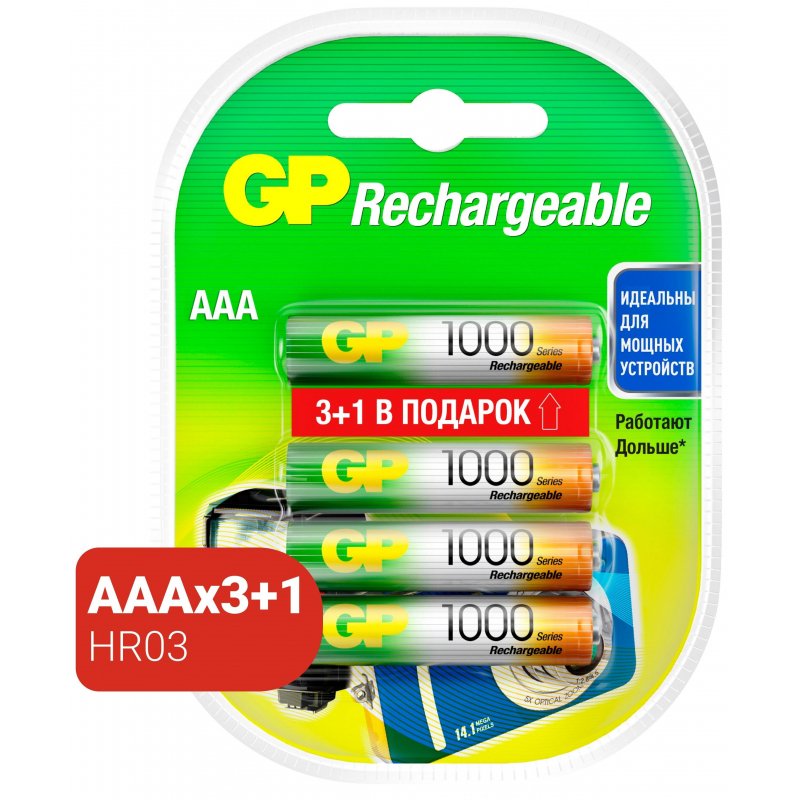 превью Аккумулятор  GP 1000 мАч, AAA, 4 шт/уп