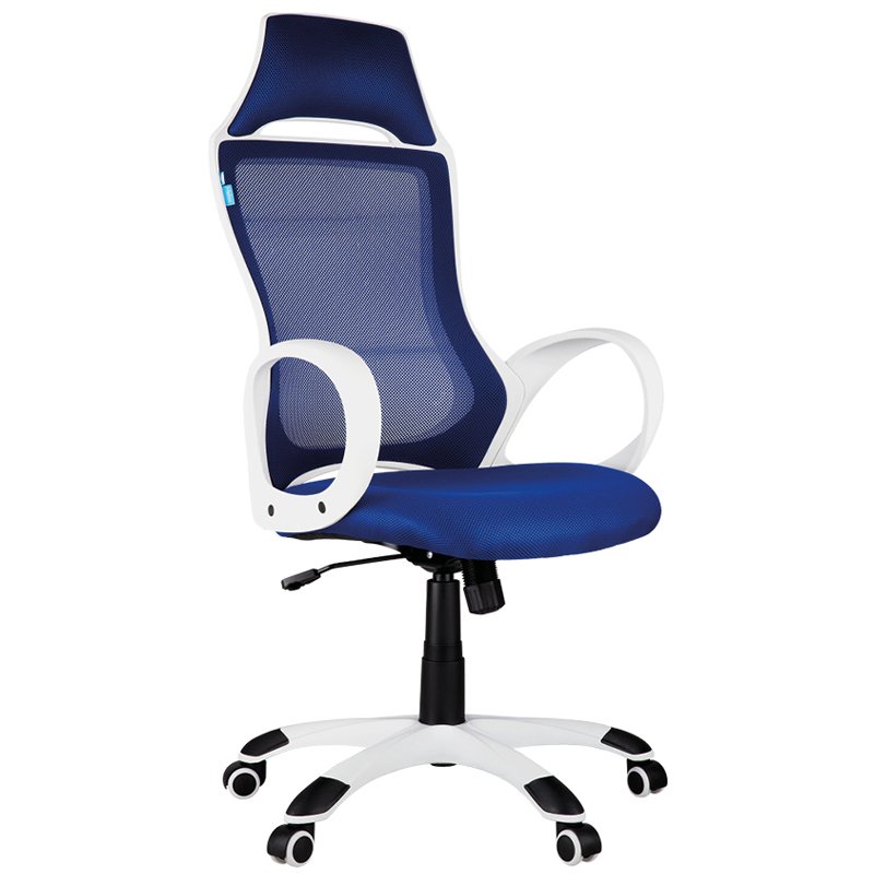 превью Кресло игровое Helmi HL-S05 «Podium», ткань/сетка синяя, пластик белый