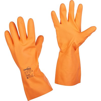 Перчатки Manipula Specialist Цетра L-F-04 из латекса оранжевые (размер 10-10.5, XL)