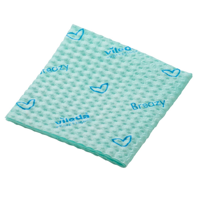 превью Салфетки хозяйственные Vileda Professional Бризи микрофибра 35.5×35 см зелёные 25 штук в упаковке (арт. производителя 161619)