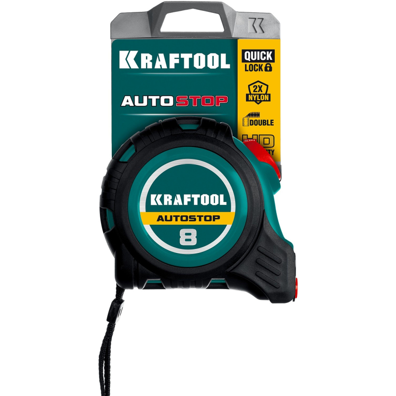Рулетка с автостопом KRAFTOOL AutoStop, 8 м х 25 мм (3412-8-25)