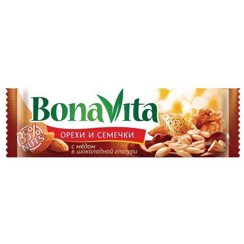 Батончик ореховый Bona Vita с семечками, орехами и медом 35 гр арт ...