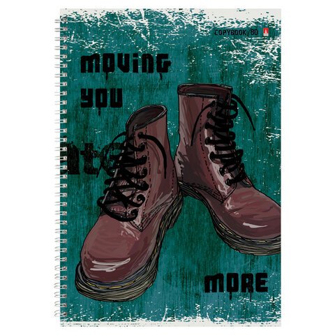 Тетрадь А4 80л. АЛЬТ гребень, клетка, глянцевая ламинация, BOOTS (3 вида)