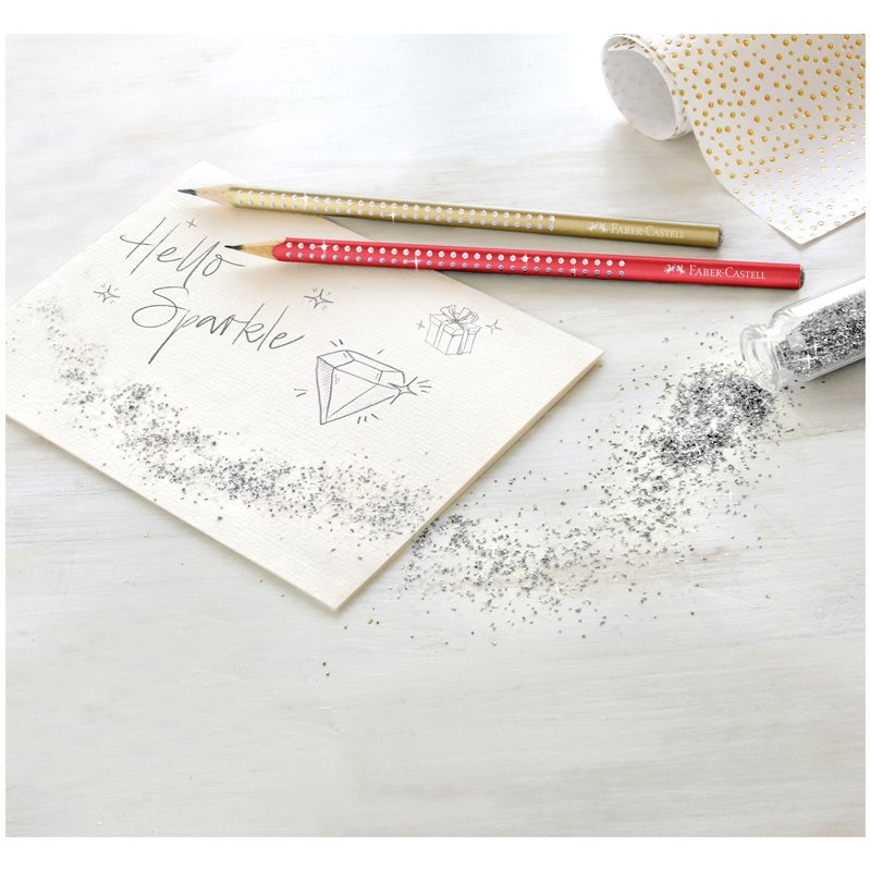 Карандаш ч/г Faber-Castell «Sparkle» В, трехгран., заточен., красный корпус