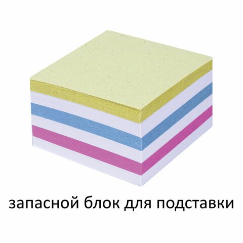 Блок для записей STAFF непроклеенный, куб 9×9×5 см, цветной, чередование с белым